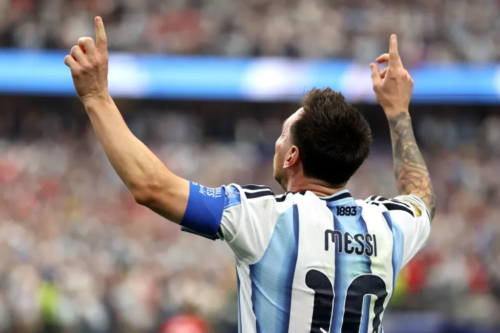 Lionel Messi no jogo contra a Áustria, pela Copa 2026 • (Photo by Francois Nel/Getty Images)