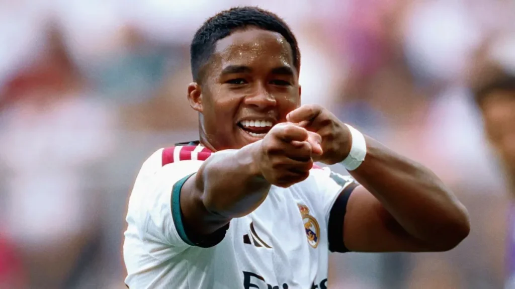 Endrick fez um dos gols do Real Madrid em empate contra a Fiorentina • Foto: Divulgação/ Real Madrid