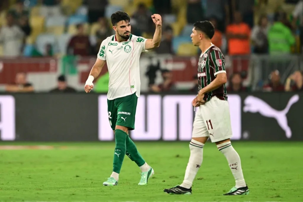 Flaco López comemora gol em Fluminense x Palmeiras, jogo de ida da semifinal da Libertadores, no Maracanã • Divulgação/Libertadores